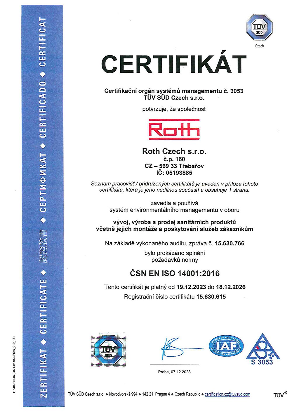 Cerifikát ISO 14001