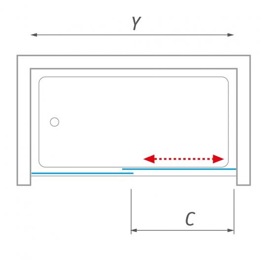 Nákres levých posuvných dveří v nice s otevíráním doleva PXV2L