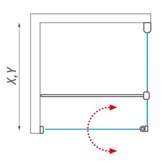 Drawing of shower door TCN1 and side wall TCB_L