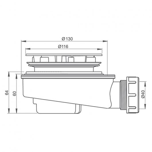 Siphon reduced CHROM PLAST - drawing